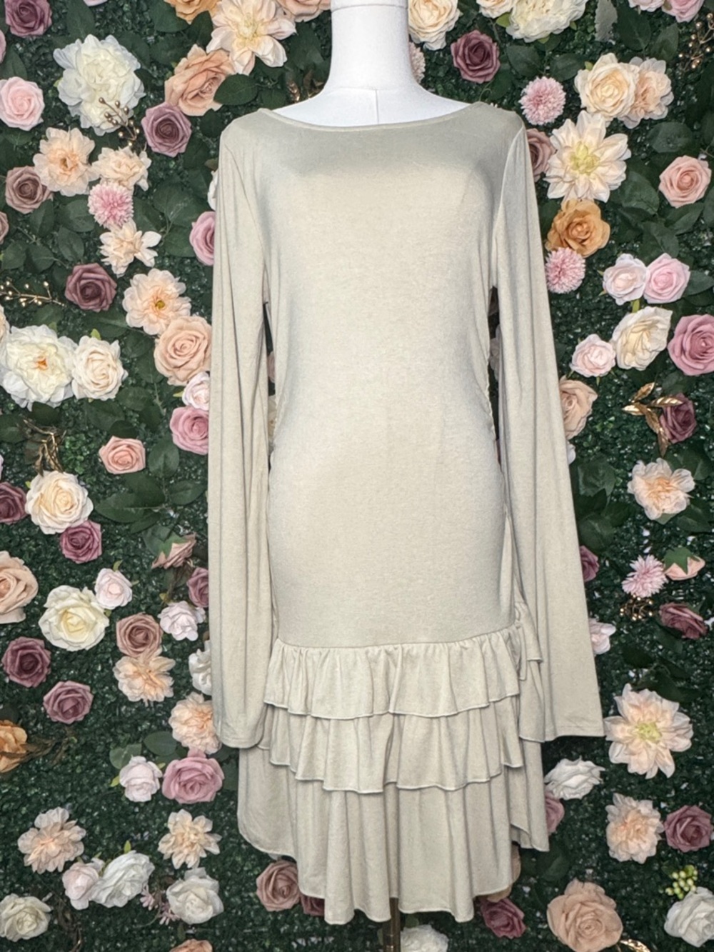 Free People Free-Est Good Feels Long-Sleeve Mini Dress in Green Haze NWOT - Picture 2 of 9
